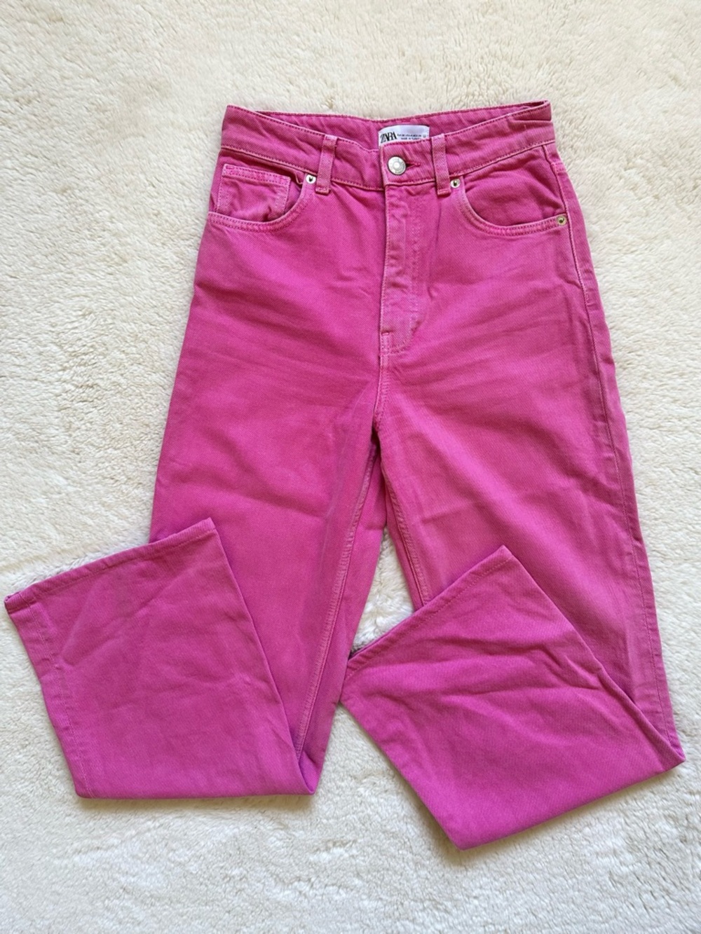 Zara Hot Pink Wide Leg Jeans